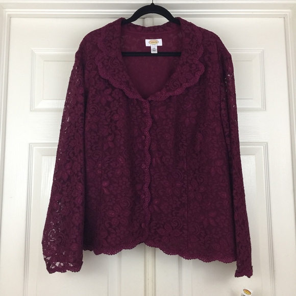 Talbots Jackets & Blazers - Talbots lace jacket burgundy Valentine's Day